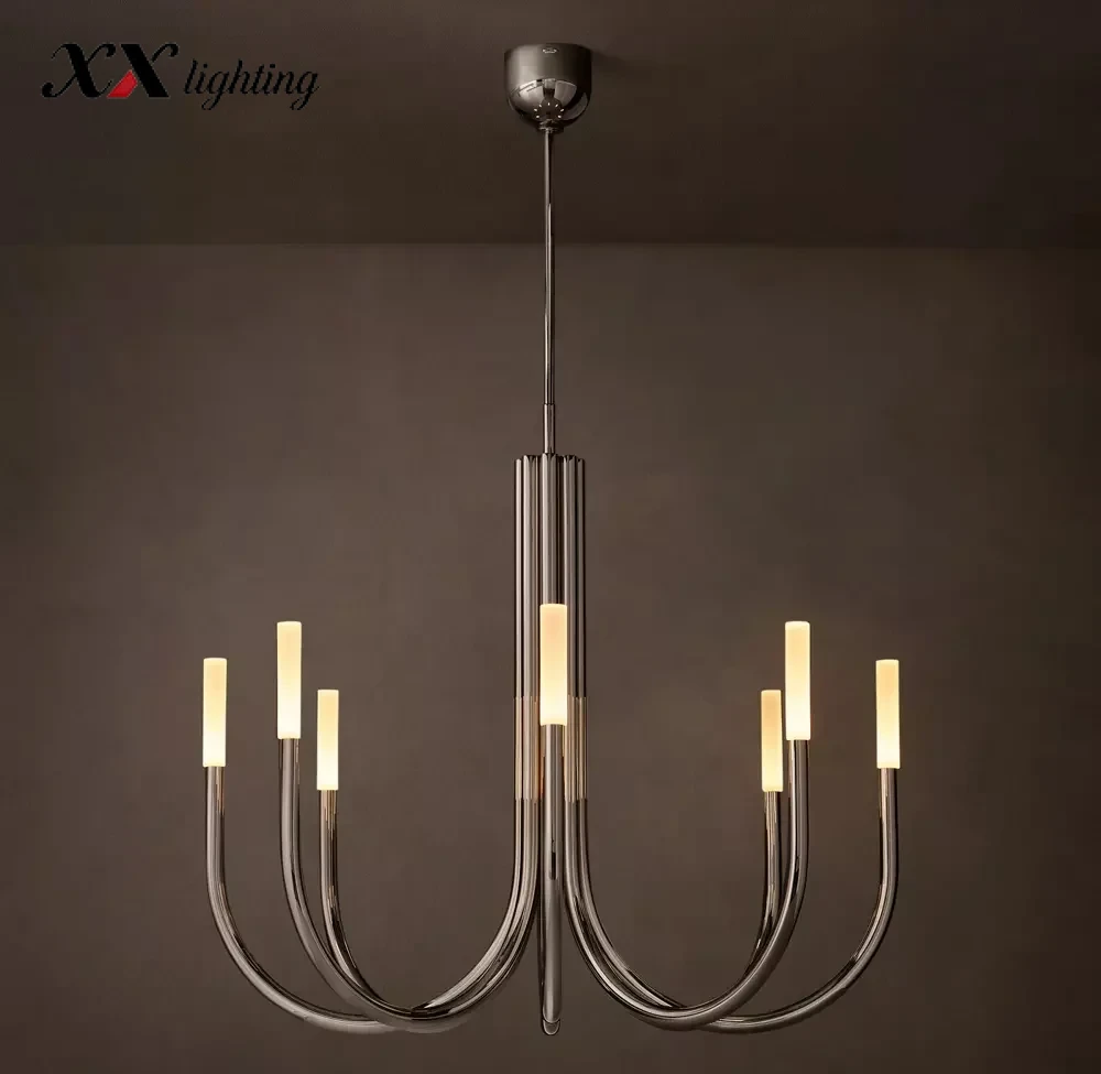 Rousseau Round Chandelier 38 inch - 38″, Polished Nickel