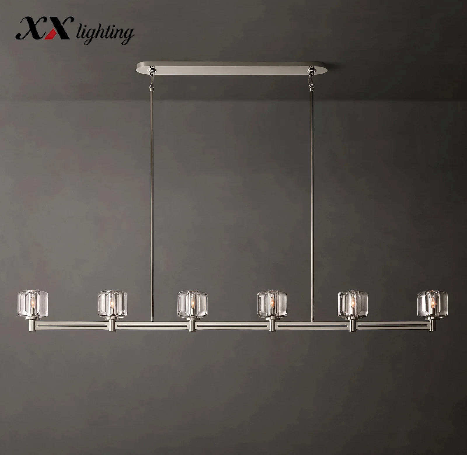 Demaret Linear Chandelier 54 inch - 72″, Polished Nickel