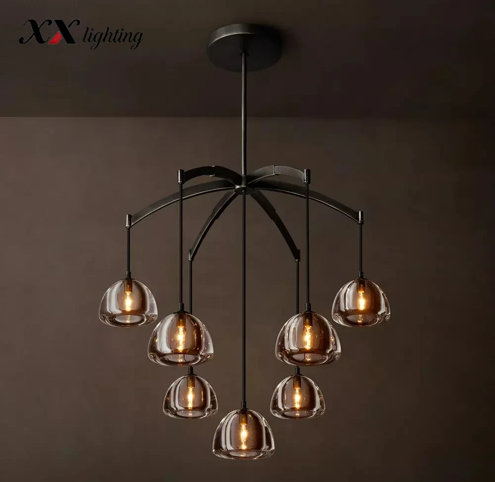 Hemisphere Round Chandelier 36 inch - 36″, Polished Nickel