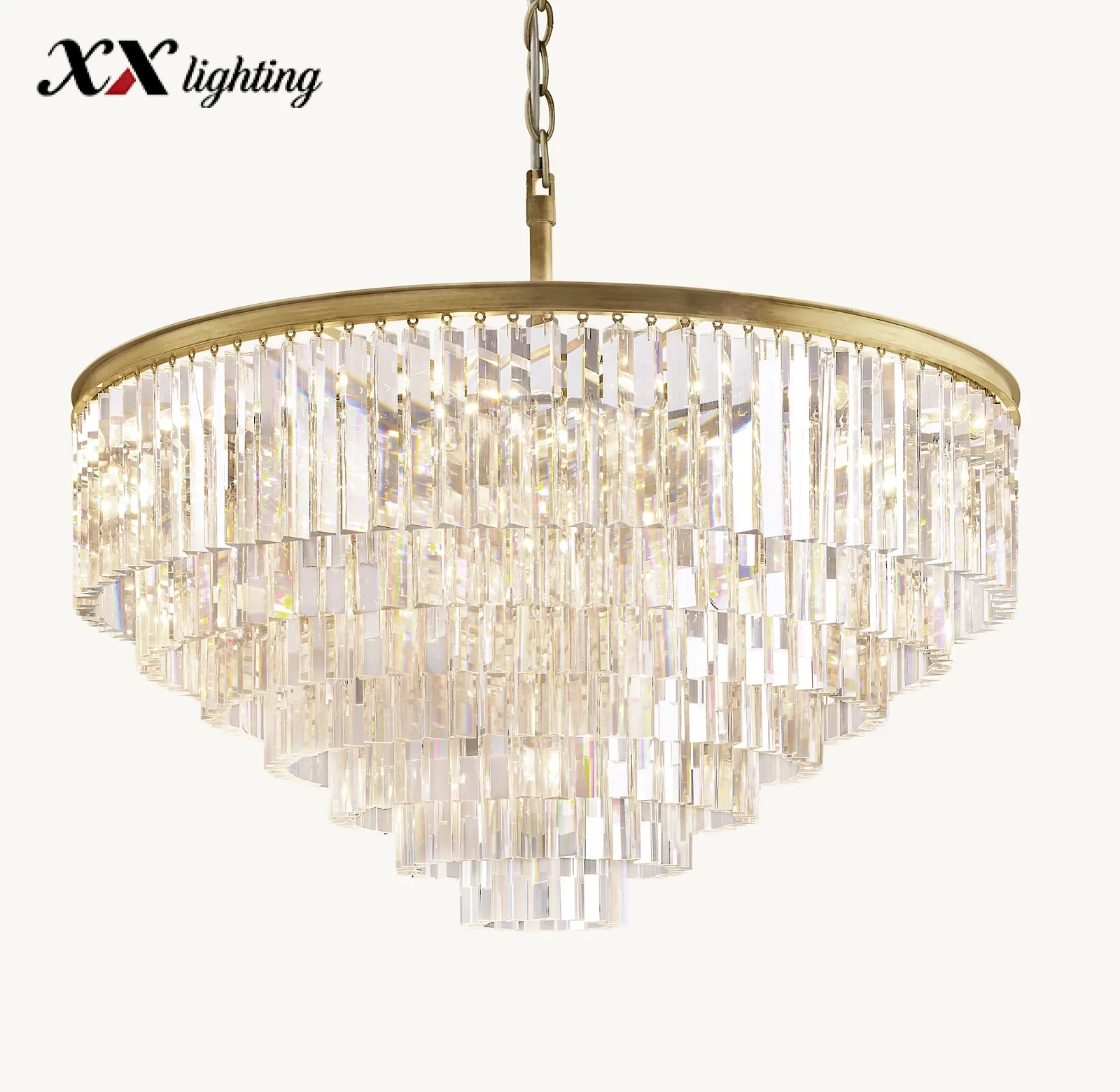 1920S Odeon Round Chandelier - 43¼", Polished Nickel