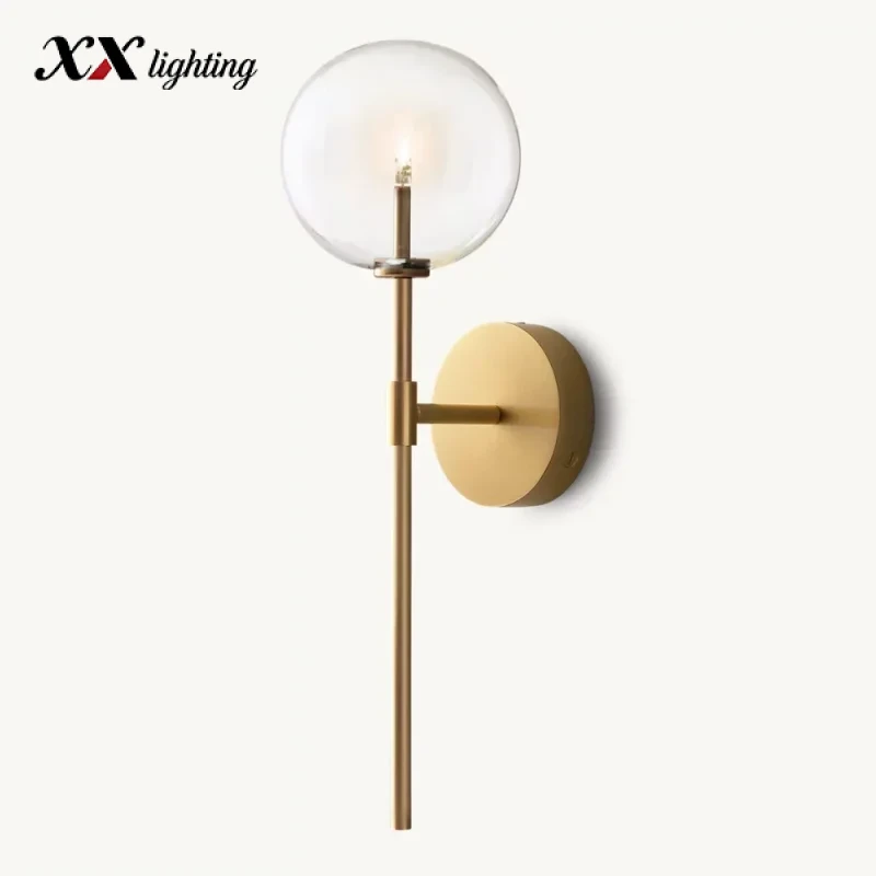 Glass Globe Sconce 6 inch - 6″, Polished Nickel