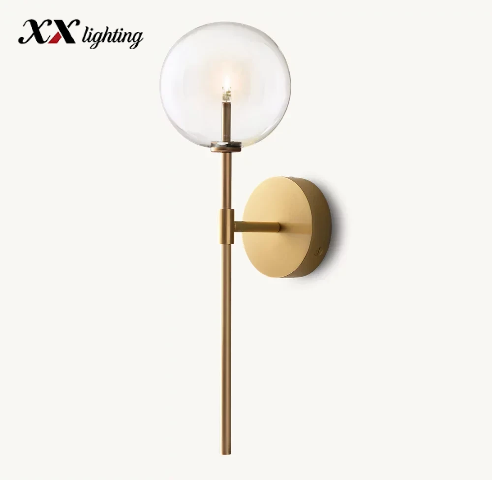Glass Globe Sconce 6 inch - 6″, Polished Nickel