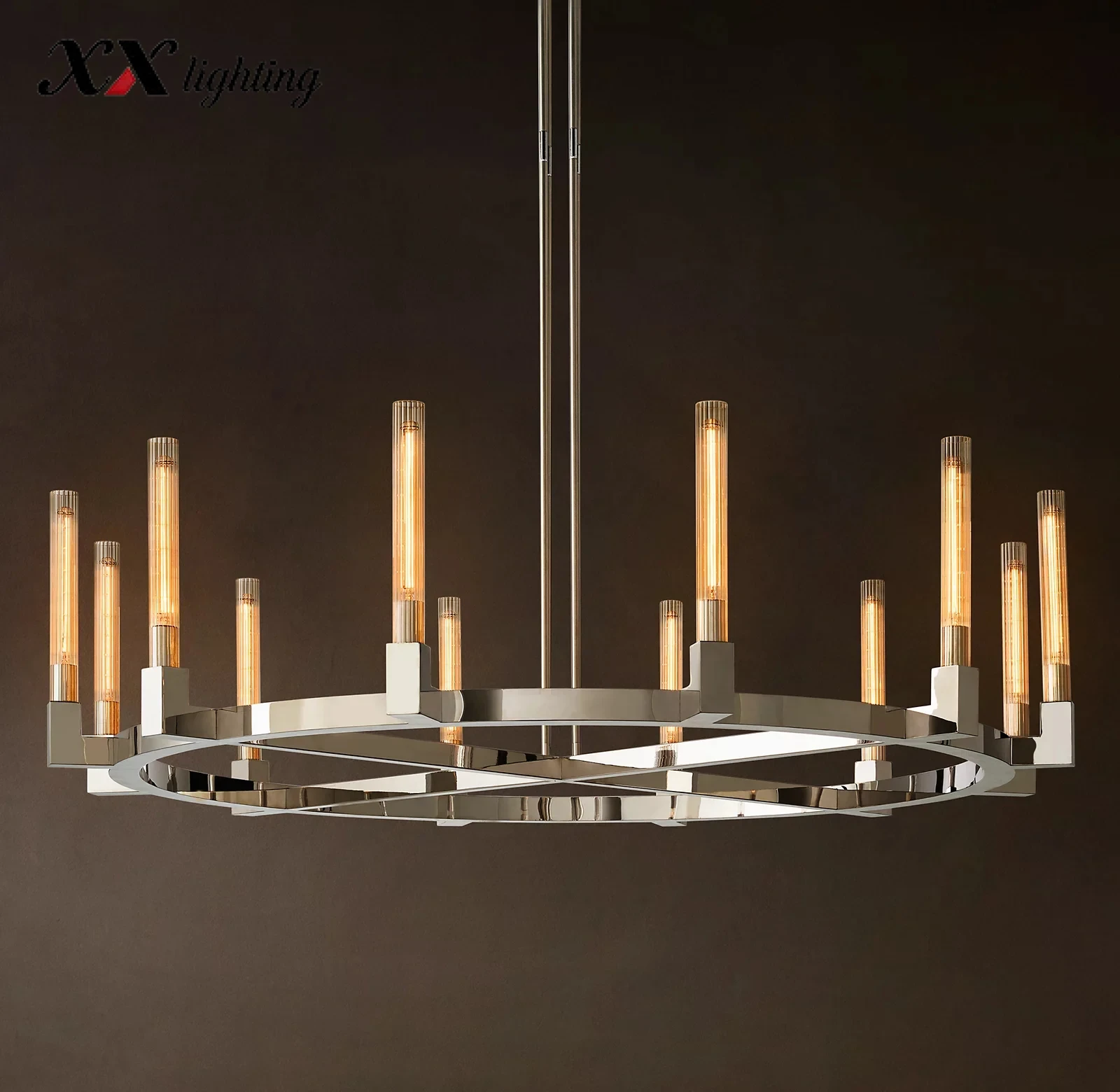 Cannele Round Chandelier 36 inch - 60", Satin Nickel