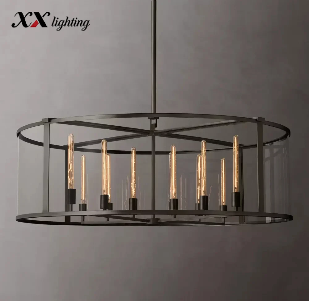 Beckman Round Chandelier 33 inch - 55¼", Lacquered Burnished Brass