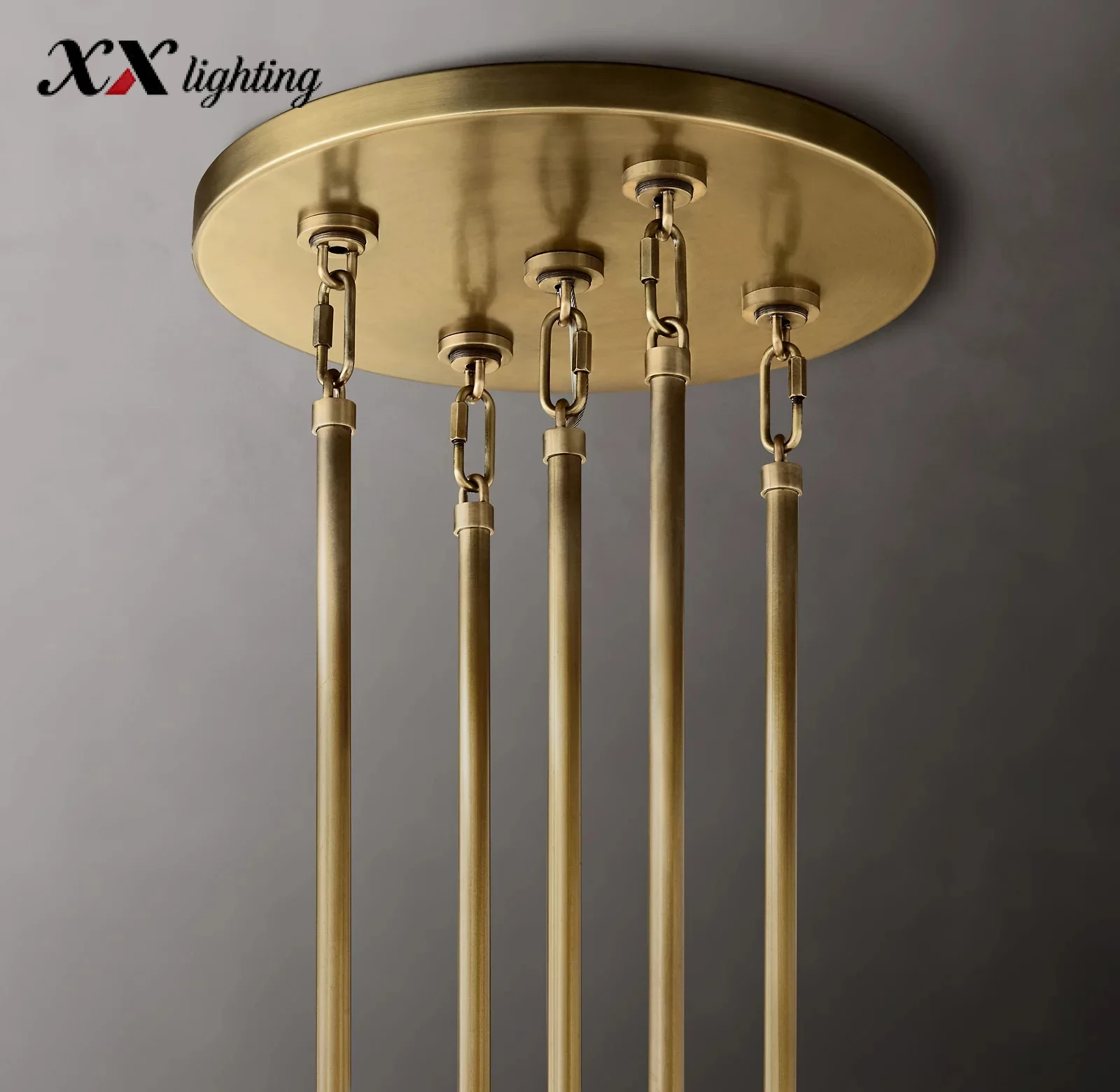 Marignan Round Chandelier 36 inch - 60″, Lacquered Burnished Brass