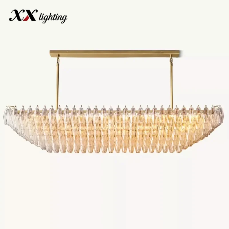 Chiara Clear Glass Tiered Rectangular Chandelier