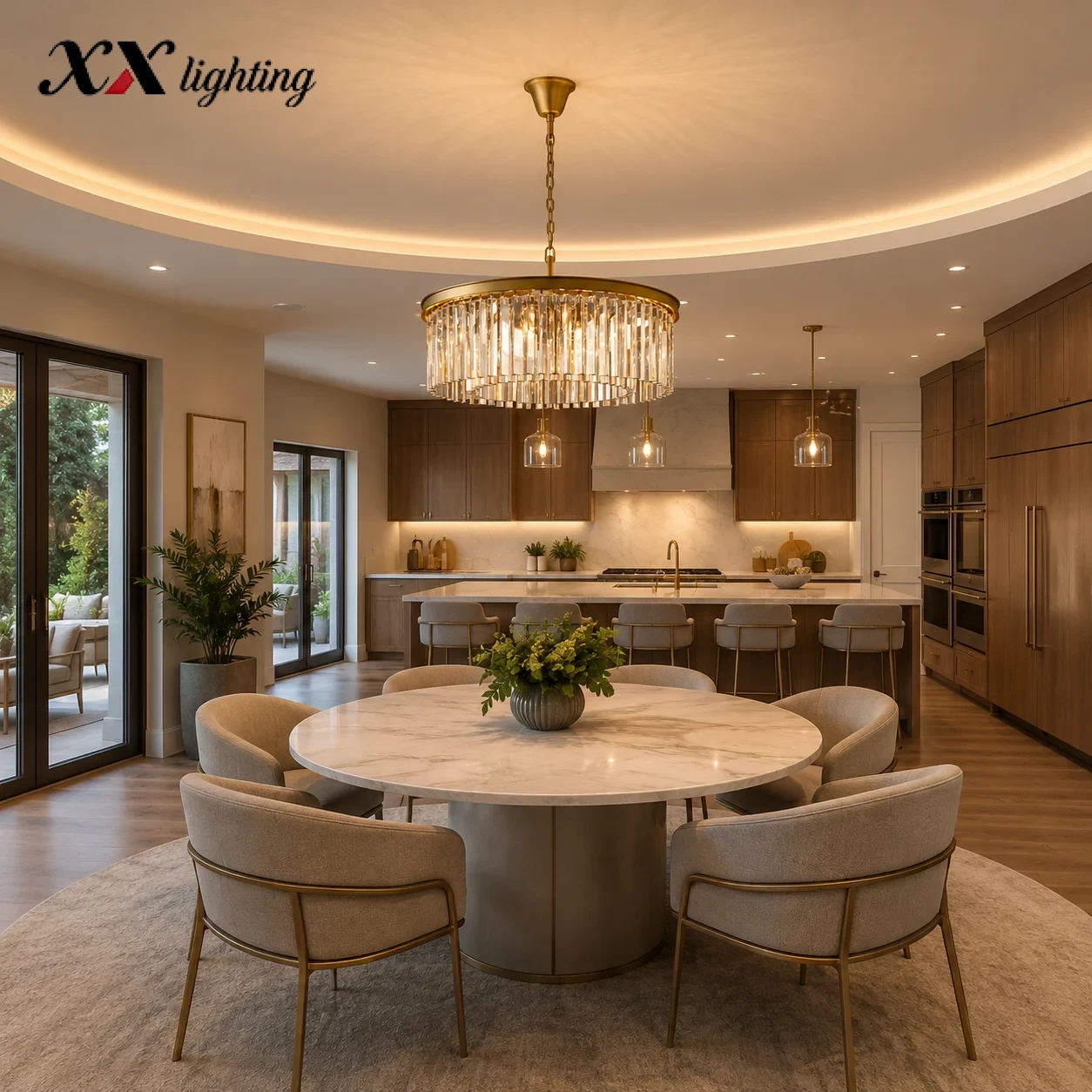 Rhys Round Chandelier - 31½", Polished Nickel