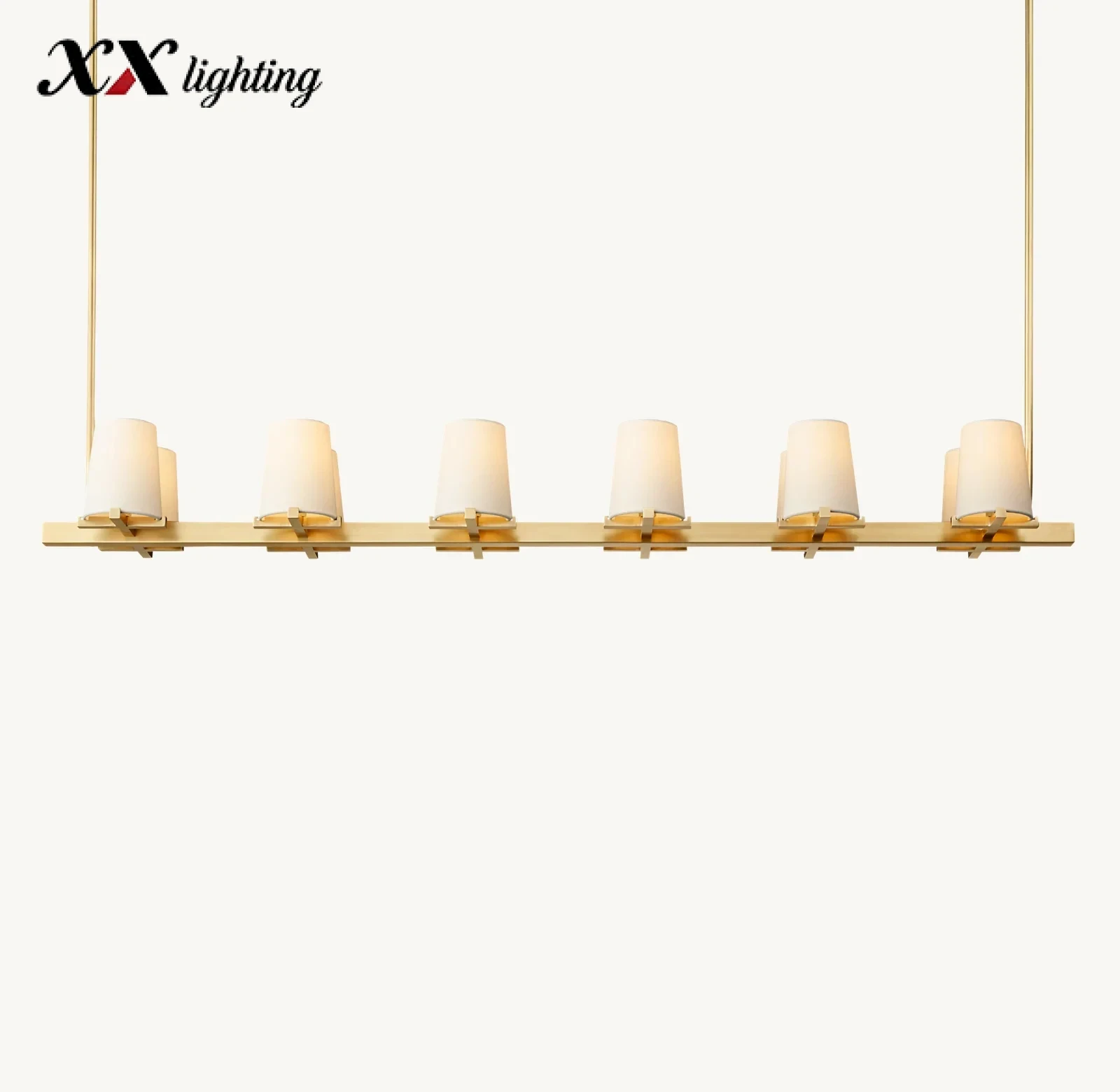 Pauillac Fabric Shade Linear Chandelier 49 inch - 60", Polished Nickel
