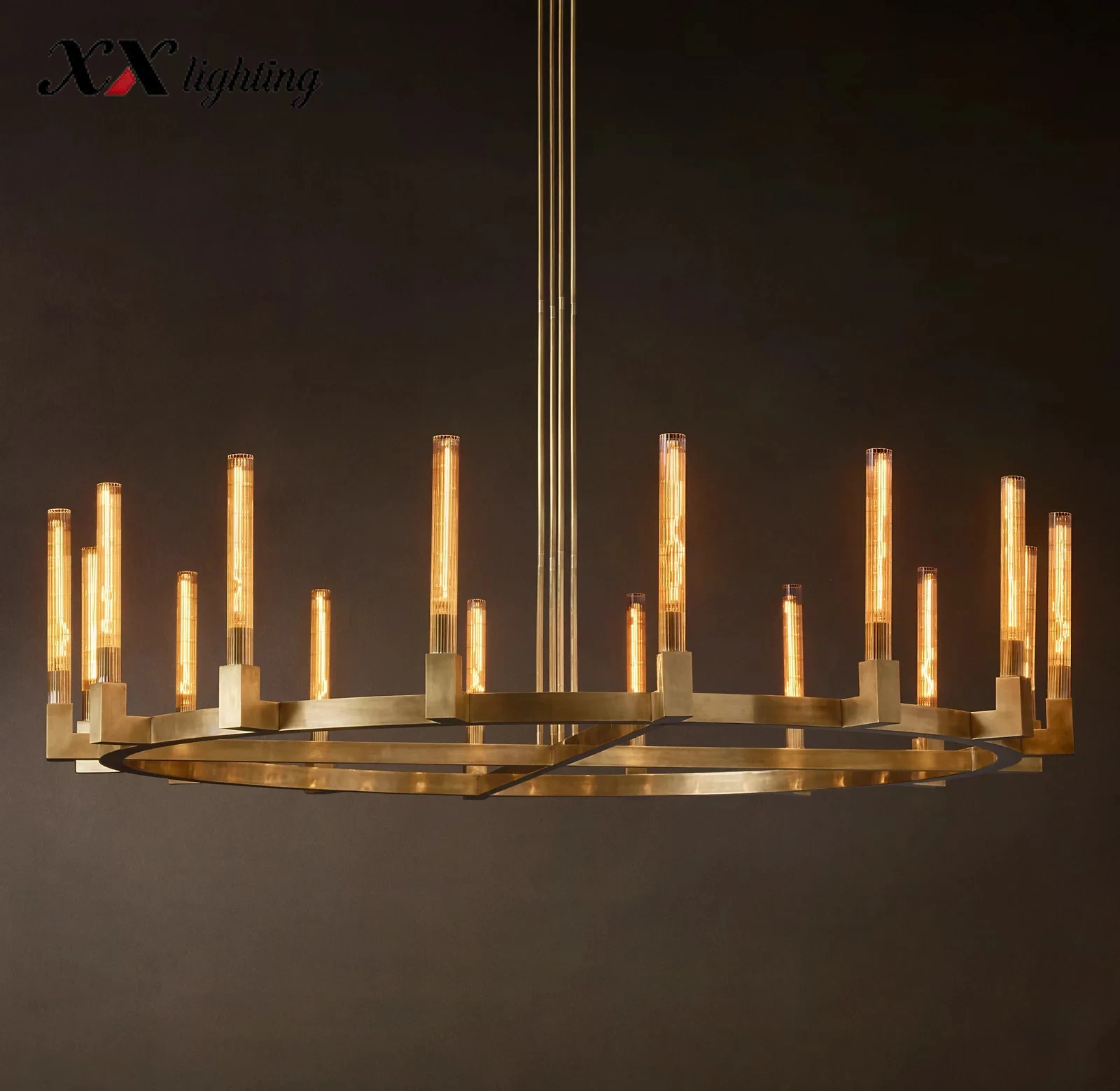 Cannele Round Chandelier 36 inch - 72", Satin Nickel