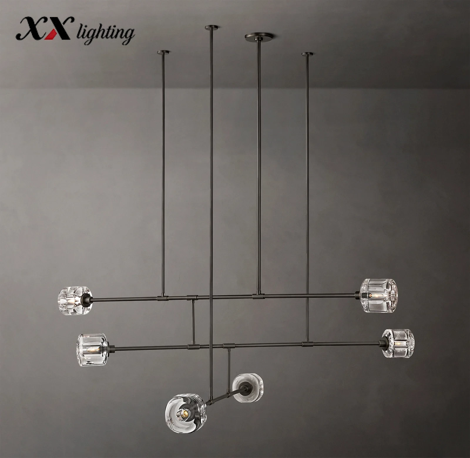 Demaret Mobile Round Chandelier 48 inch - 62″, Polished Nickel