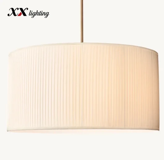 Reed Pleated Drum Pendant 30 inch - 36″, White