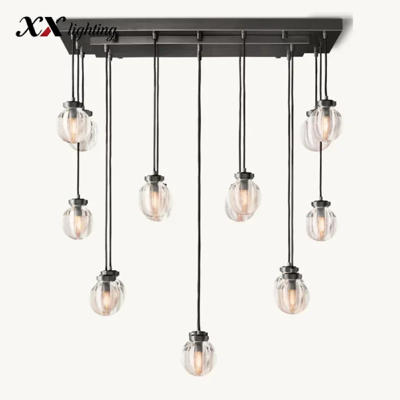 Pearl Rectangular Chandelier 36 inch - 36″, Satin Nickel
