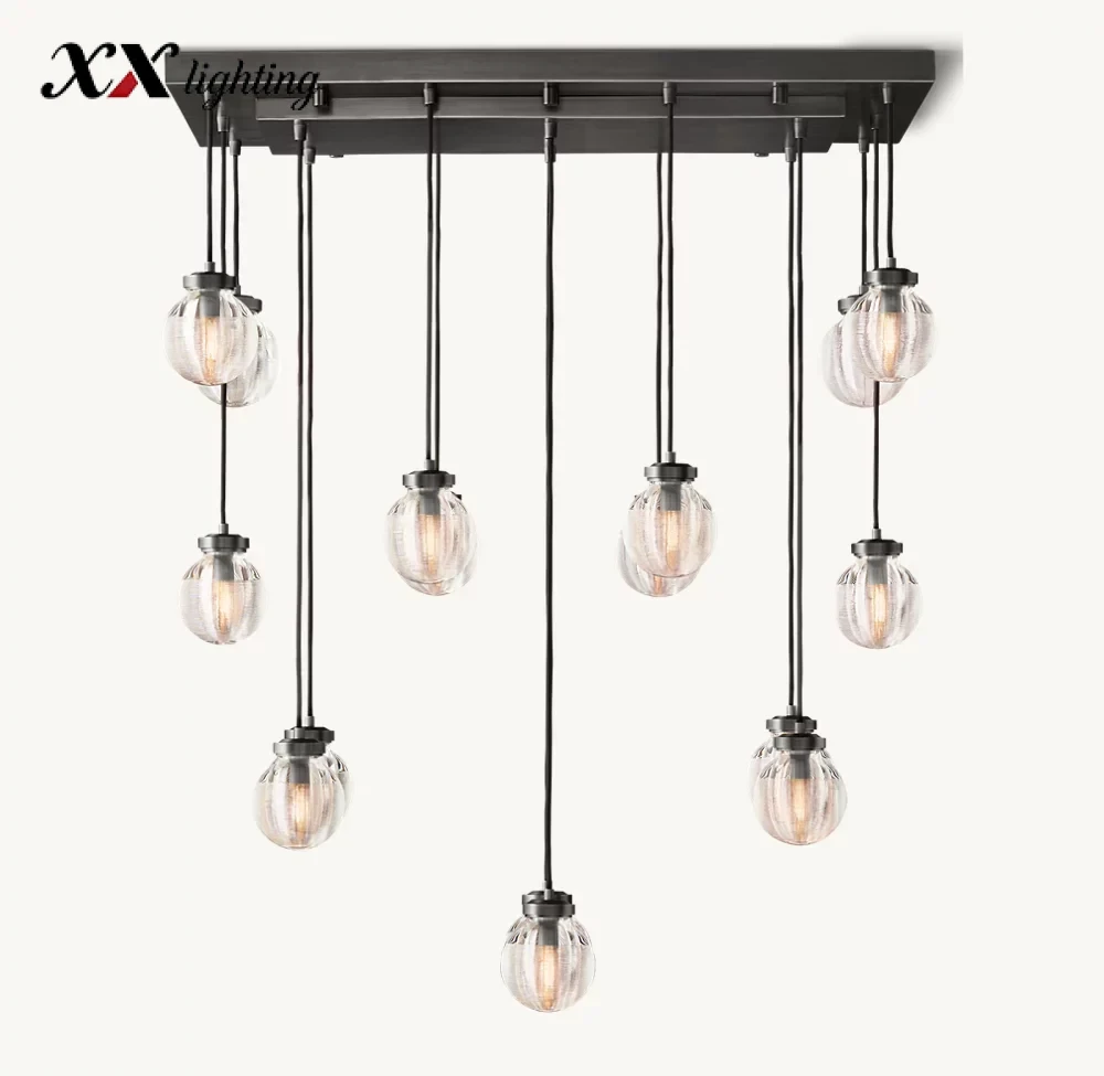 Pearl Rectangular Chandelier 36 inch - 36″, Satin Nickel