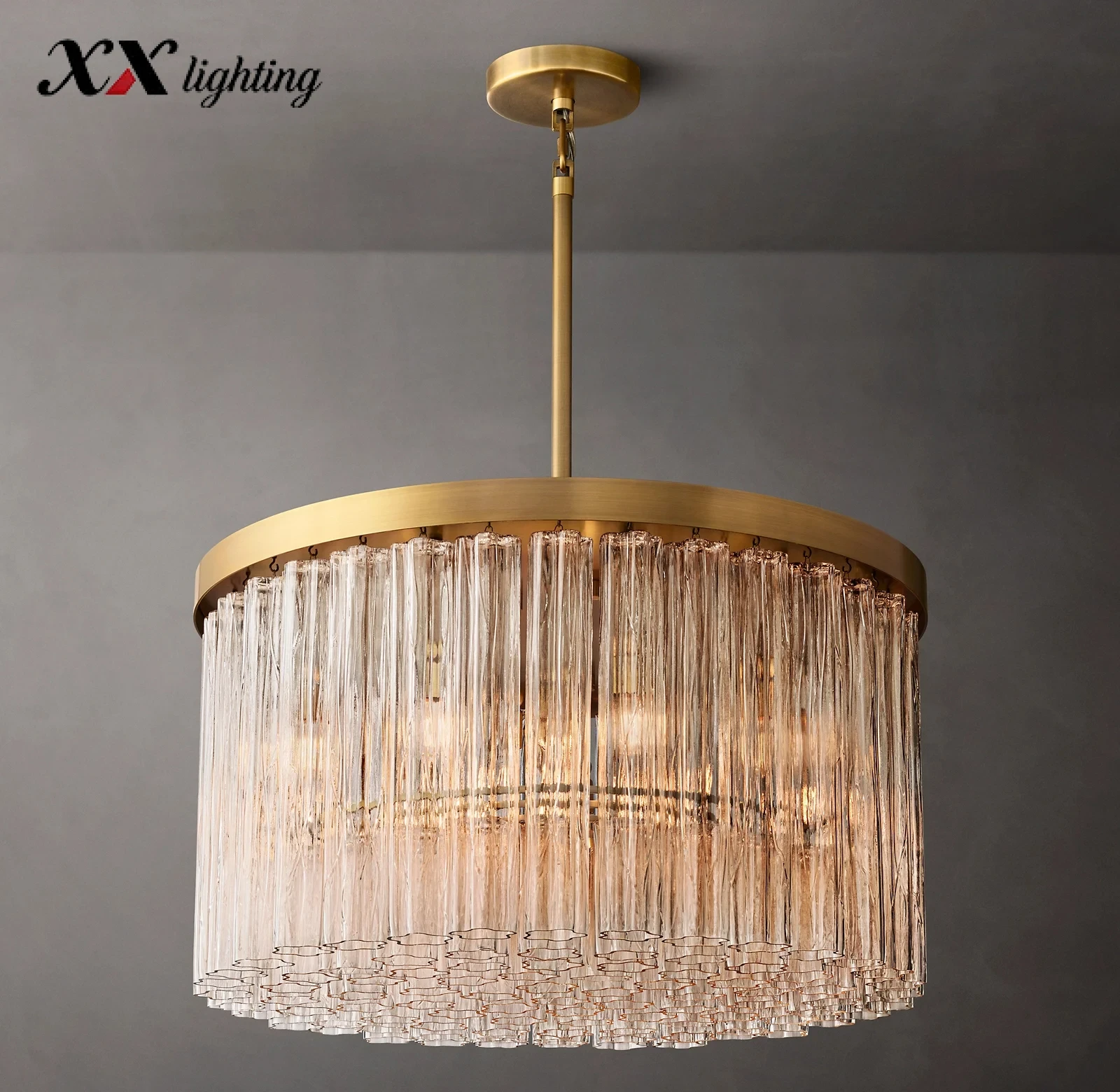 Cielo Round Glass Chandelier - 35½", Polished Nickel