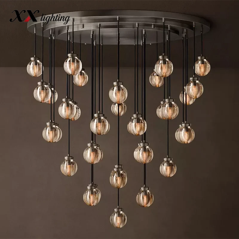 Pearl Round Chandelier 22 inch - 48″, Satin Nickel