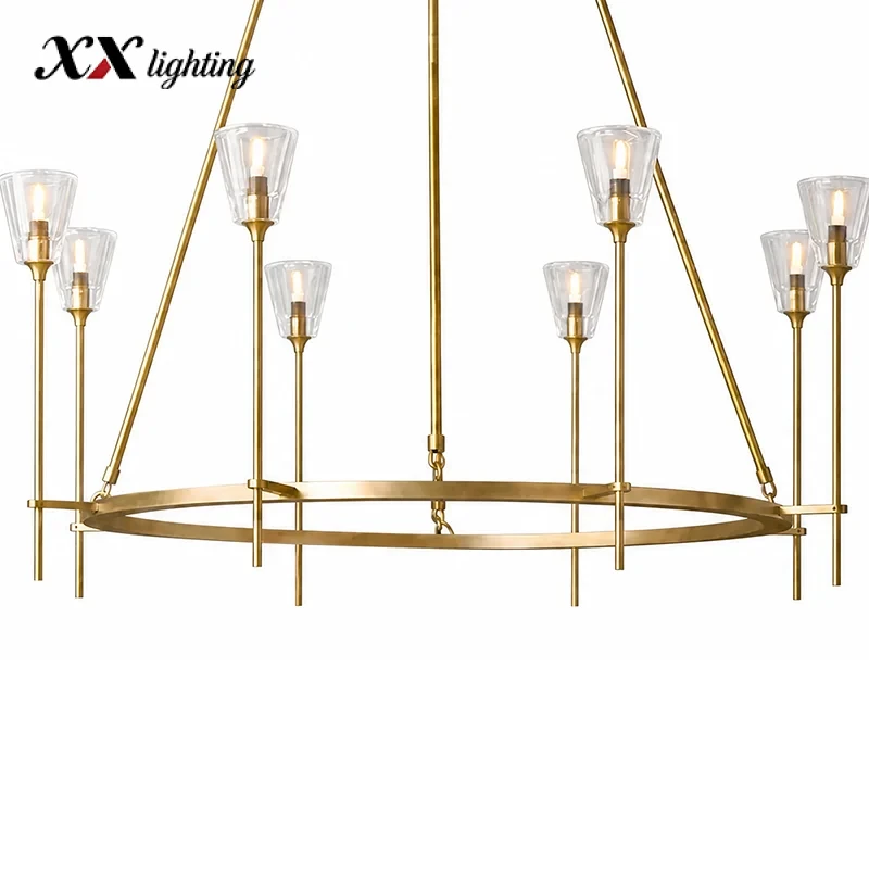 Torche De Verre Round Chandelier - 45¾″, Polished Nickel