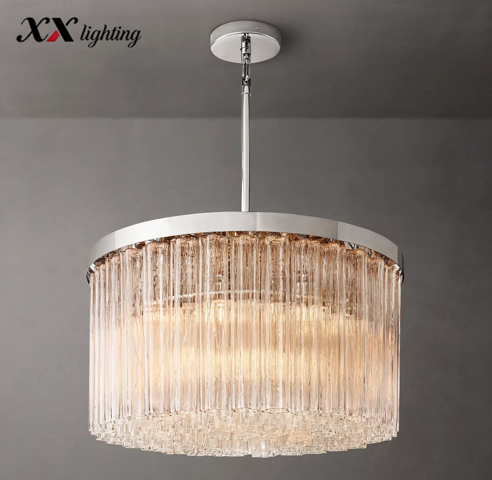 Cielo Round Glass Chandelier - 35½", Polished Nickel