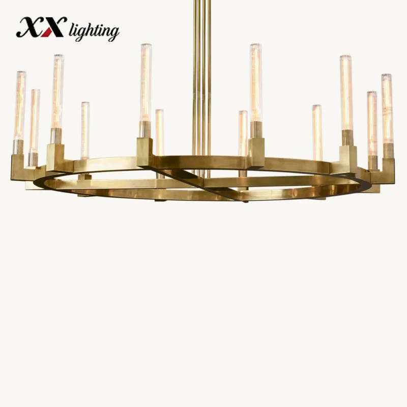 Cannele Round Chandelier 36 inch - 60", Satin Nickel