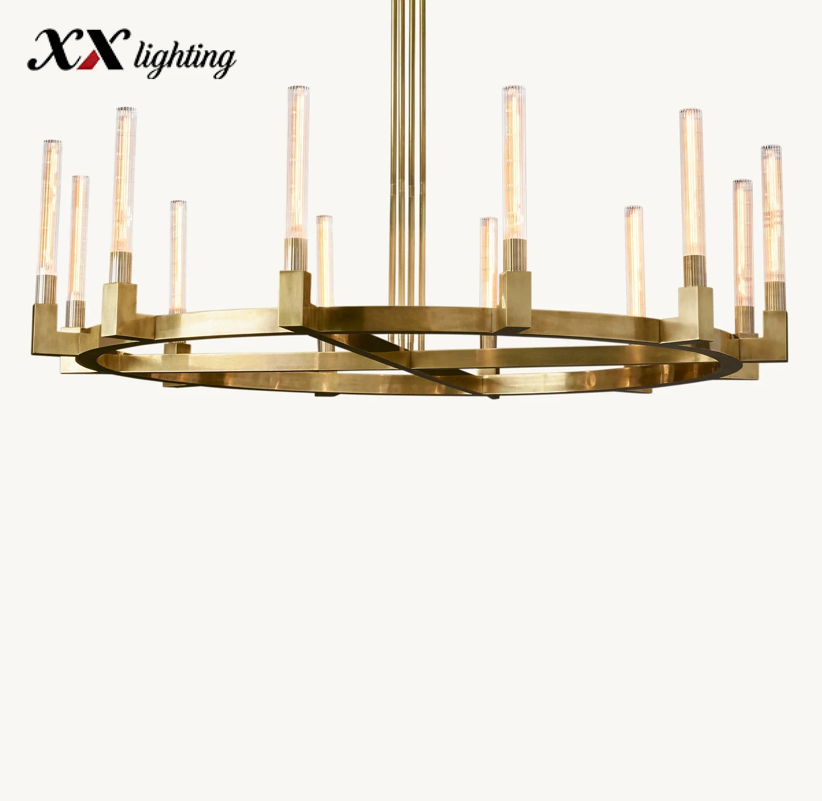 Cannele Round Chandelier 36 inch - 60", Satin Nickel